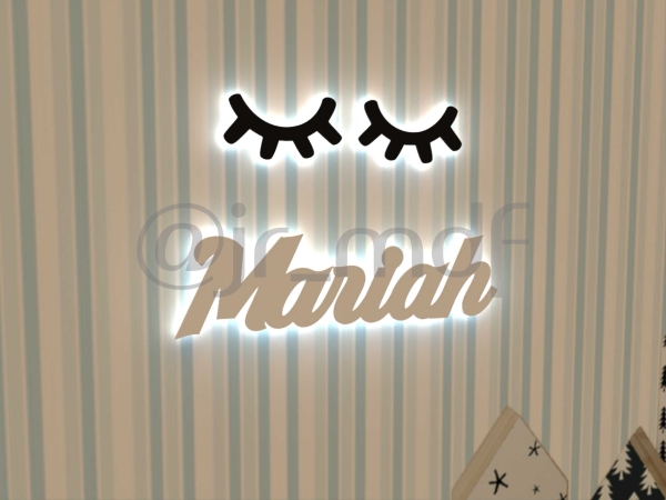 Nome Luminoso + Par de Cílios Unicornio Led Sem Fio Decorativo - Imagem 6