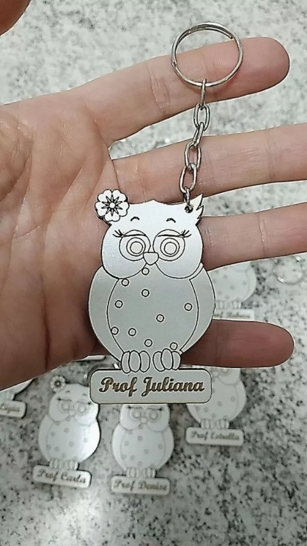 Chaveiro Corujinhas em MDF com Nome Personalizado - Imagem 2