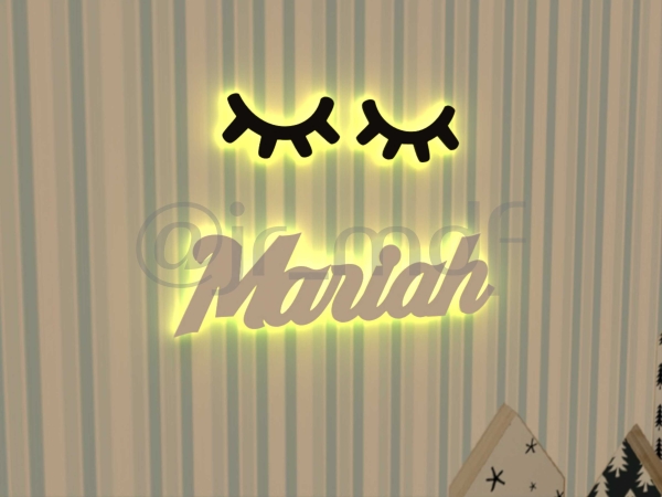 Nome Luminoso + Par de Cílios Unicornio Led Sem Fio Decorativo - Imagem 5