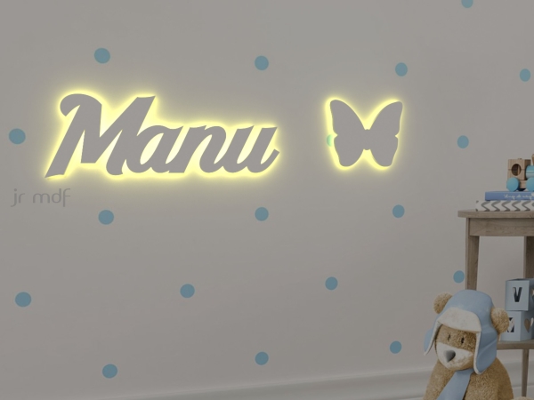 Nome Luminoso + Borboleta Led Sem Fio Decorativo - Imagem 6