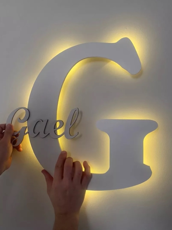 Letras Decorativas Personalizadas Com Nome LED MDF - Imagem 2