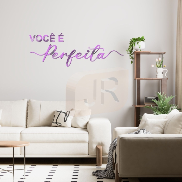 Frase Decorativa "Você é Perfeita" Acrílico Rose Gold/ Dourado/ Prata/ Lilás - Imagem 6