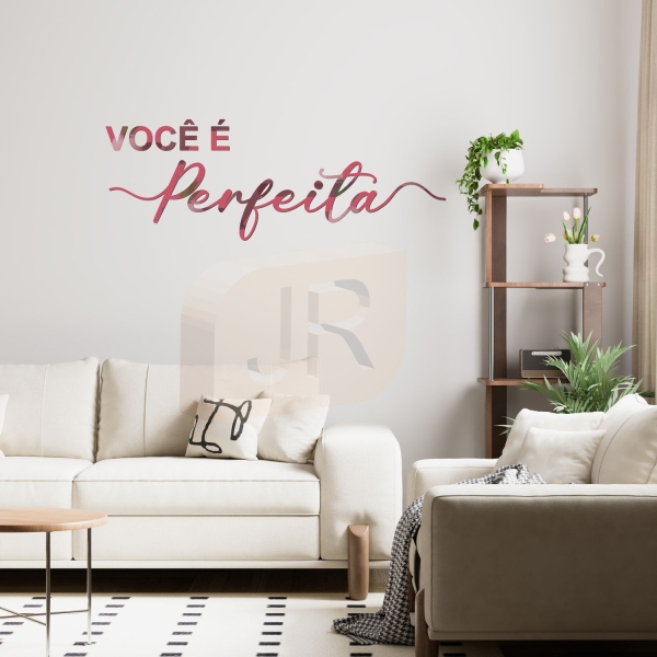 Frase Decorativa "Você é Perfeita" Acrílico Rose Gold/ Dourado/ Prata/ Lilás