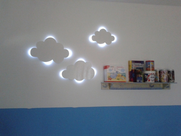 Kit 3 Luminárias Nuvens PMG Quarto de Bebê Led Sem Fio - Imagem 3