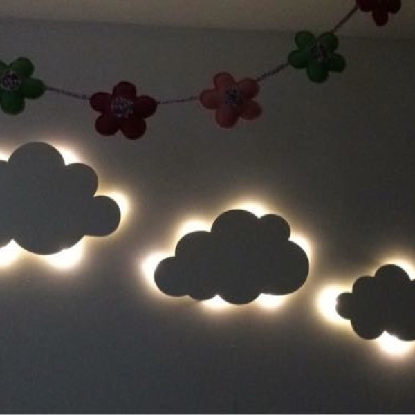 Kit 3 Luminárias Nuvens PMG Quarto de Bebê Led Sem Fio - Imagem 2
