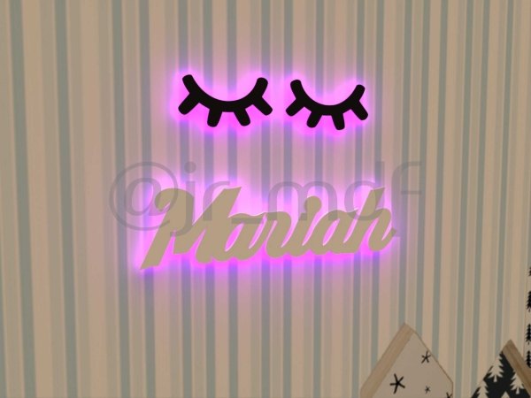 Nome Luminoso + Par de Cílios Unicornio Led Sem Fio Decorativo - Imagem 4