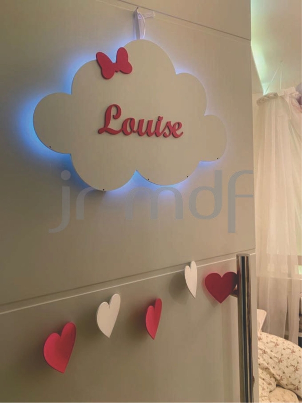 Luminária Nuvem Personalizada Nomes e Corações