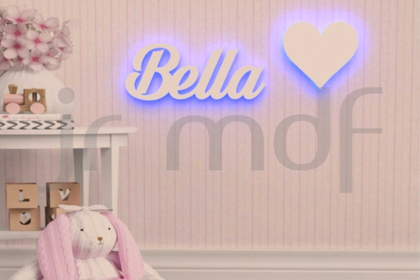 Kit 2 Luminosos Decorativos Nome Personalizado e Coração - Imagem 4