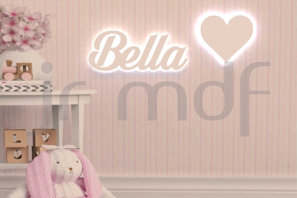 Kit 2 Luminosos Decorativos Nome Personalizado e Coração - Imagem 2