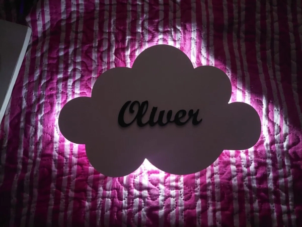 Nuvem Luminosa com Nome Personalizado Sem Fio - Imagem 2