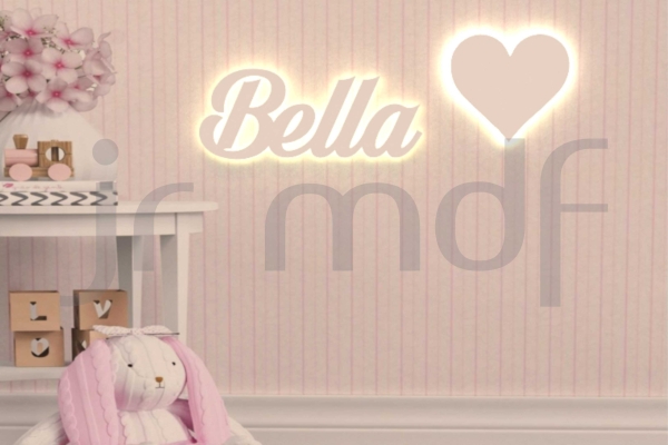 Kit 2 Luminosos Decorativos Nome Personalizado e Coração
