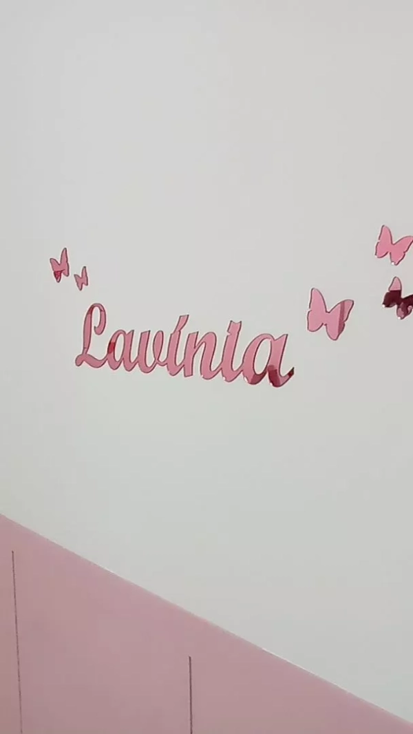 Kit Nome Acrílico Espelhado COM 5 borboletas Decorativas de Parede - Imagem 12