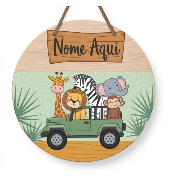 Enfeite Porta Maternidade Safari Nome Personalizado
