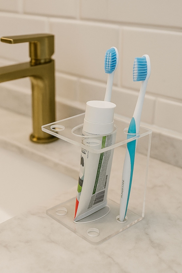 Porta Escova de Dentes Acrílico Cristal Suporte Organizador para Banheiro - Imagem 2