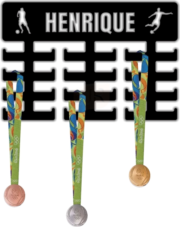 Expositor Porta Medalhas Futebol Masculino Preto 32 Suportes - Imagem 2