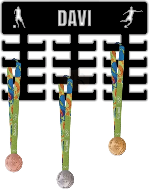 Expositor Porta Medalhas Futebol Masculino Preto 32 Suportes - Imagem 3