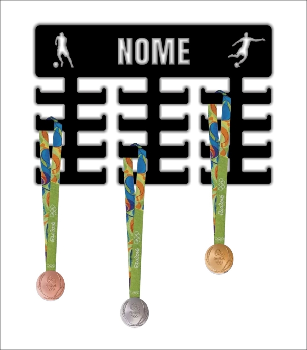 Expositor de Medalhas Tema Futebol Personalizado em MDF