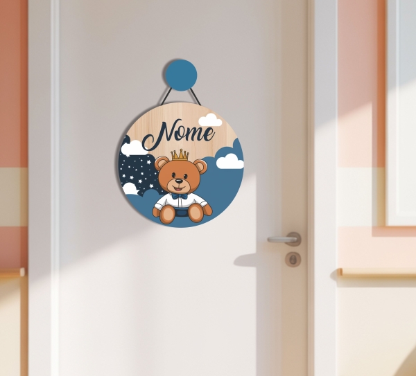 Enfeite Porta Maternidade Ursinho Príncipe Infantil Com Nome Personalizado