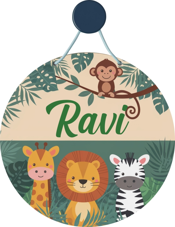 Enfeite Porta Maternidade Safari Nome Personalizado - Imagem 2