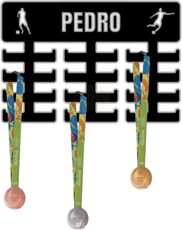 Expositor Porta Medalhas Futebol Masculino Preto 32 Suportes - Imagem 4
