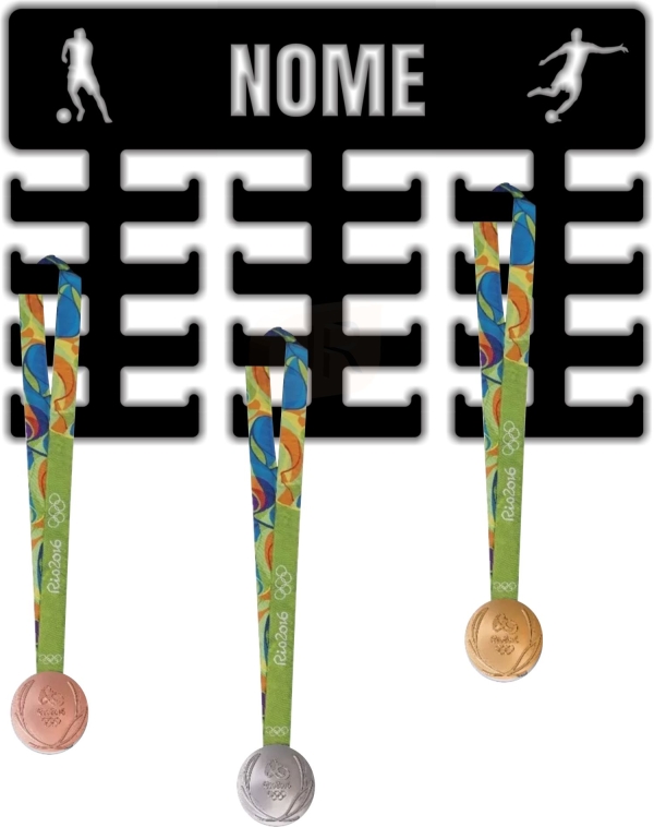 Expositor Porta Medalhas Futebol Masculino Preto 32 Suportes