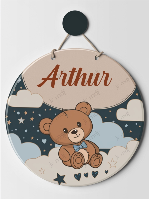 Enfeite Porta Maternidade Ursinho Príncipe Infantil Com Nome Personalizado - Imagem 3