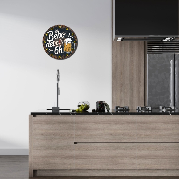 Relógio de Parede Decorativo Só Bebo Depois Das 6 - Imagem 5