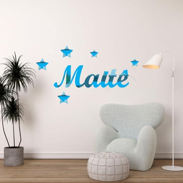 Kit Nome com Estrelas Acrílico Espelhado Decorativas de Parede - Imagem 5