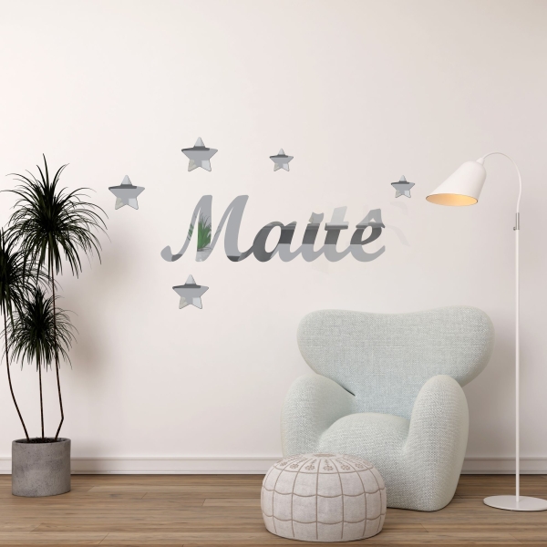 Kit Nome com Estrelas Acrílico Espelhado Decorativas de Parede - Imagem 4