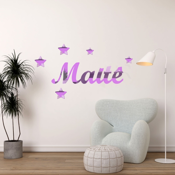 Kit Nome com Estrelas Acrílico Espelhado Decorativas de Parede - Imagem 3