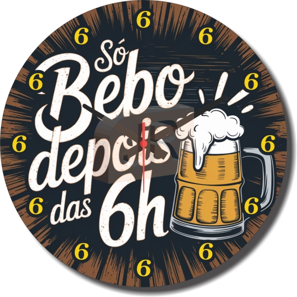 Relógio de Parede Decorativo Só Bebo Depois Das 6 - Imagem 3