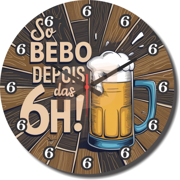 Relógio de Parede Decorativo Só Bebo Depois Das 6 - Imagem 2