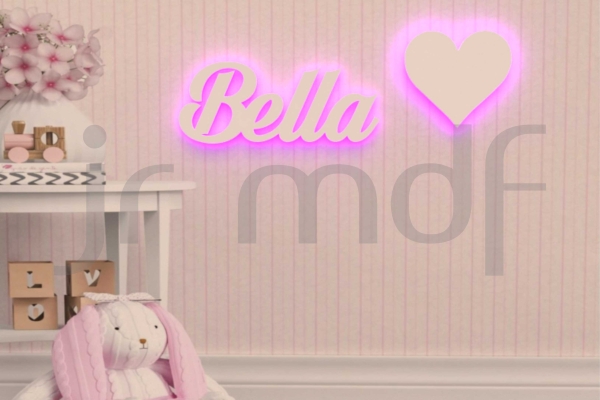 Kit 2 Luminosos Decorativos Nome Personalizado e Coração - Imagem 5